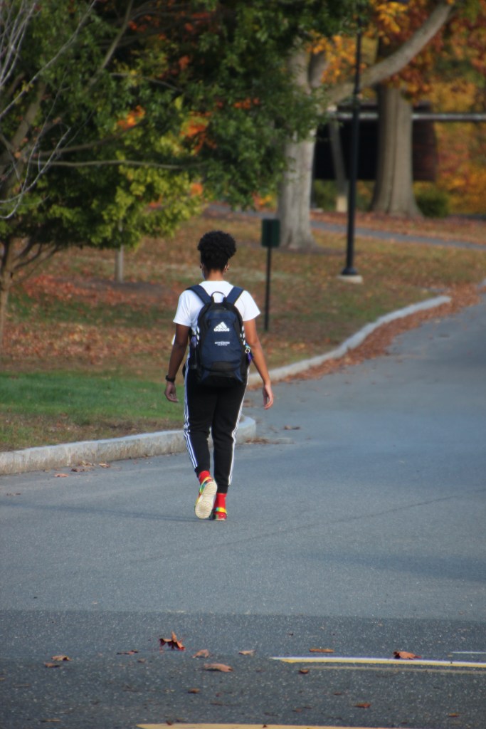 young student walking